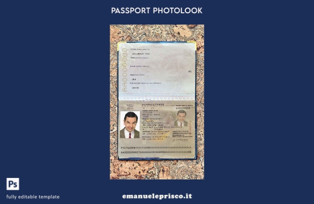 modello di aspetto fotografico del passaporto italiano in stile verificato